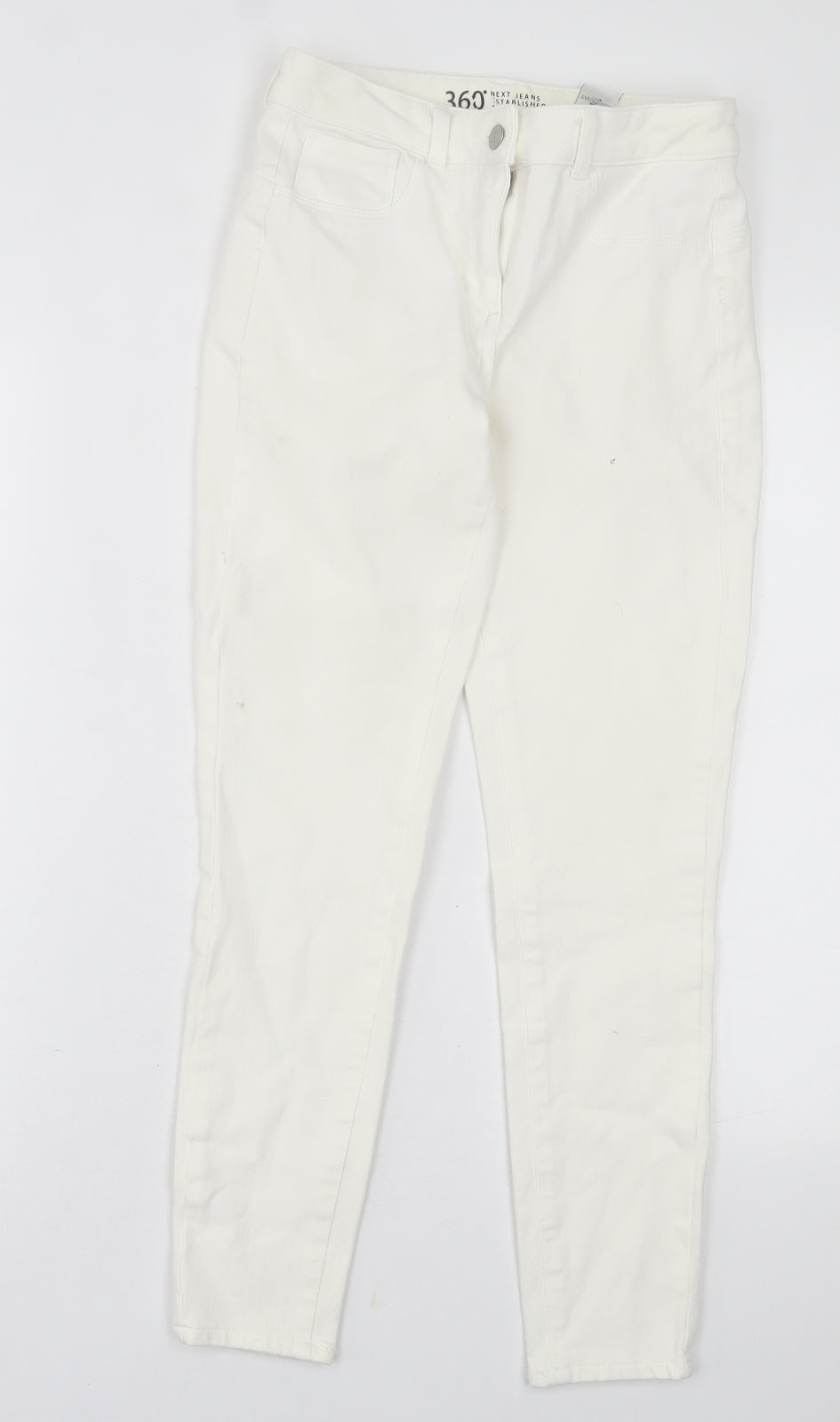 NEXT Womens White  Cotton Skinny Jeans Size 10 L26 in Regular Button