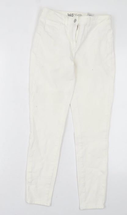 NEXT Womens White  Cotton Skinny Jeans Size 10 L26 in Regular Button