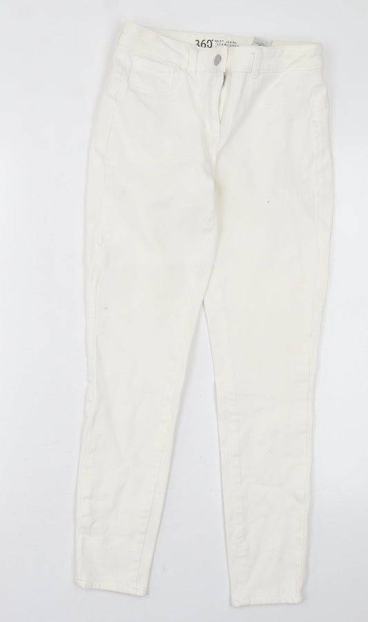 NEXT Womens White  Cotton Skinny Jeans Size 10 L26 in Regular Button