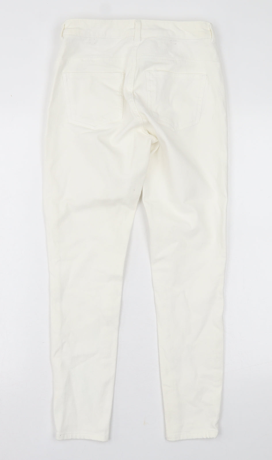 NEXT Womens White  Cotton Skinny Jeans Size 10 L26 in Regular Button