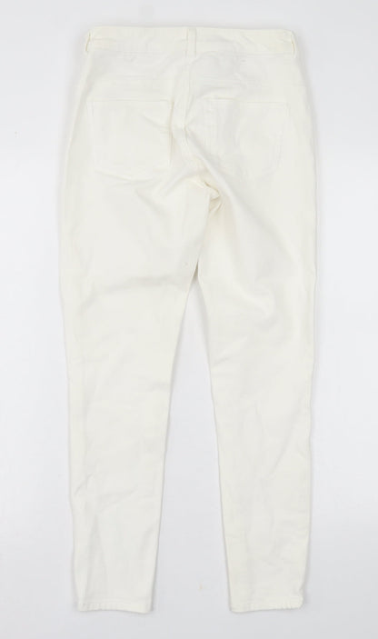 NEXT Womens White  Cotton Skinny Jeans Size 10 L26 in Regular Button