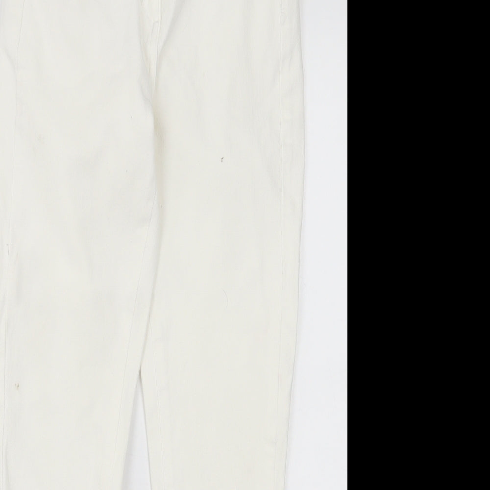 NEXT Womens White  Cotton Skinny Jeans Size 10 L26 in Regular Button