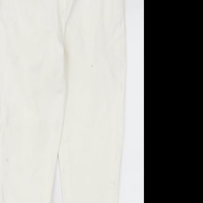 NEXT Womens White  Cotton Skinny Jeans Size 10 L26 in Regular Button