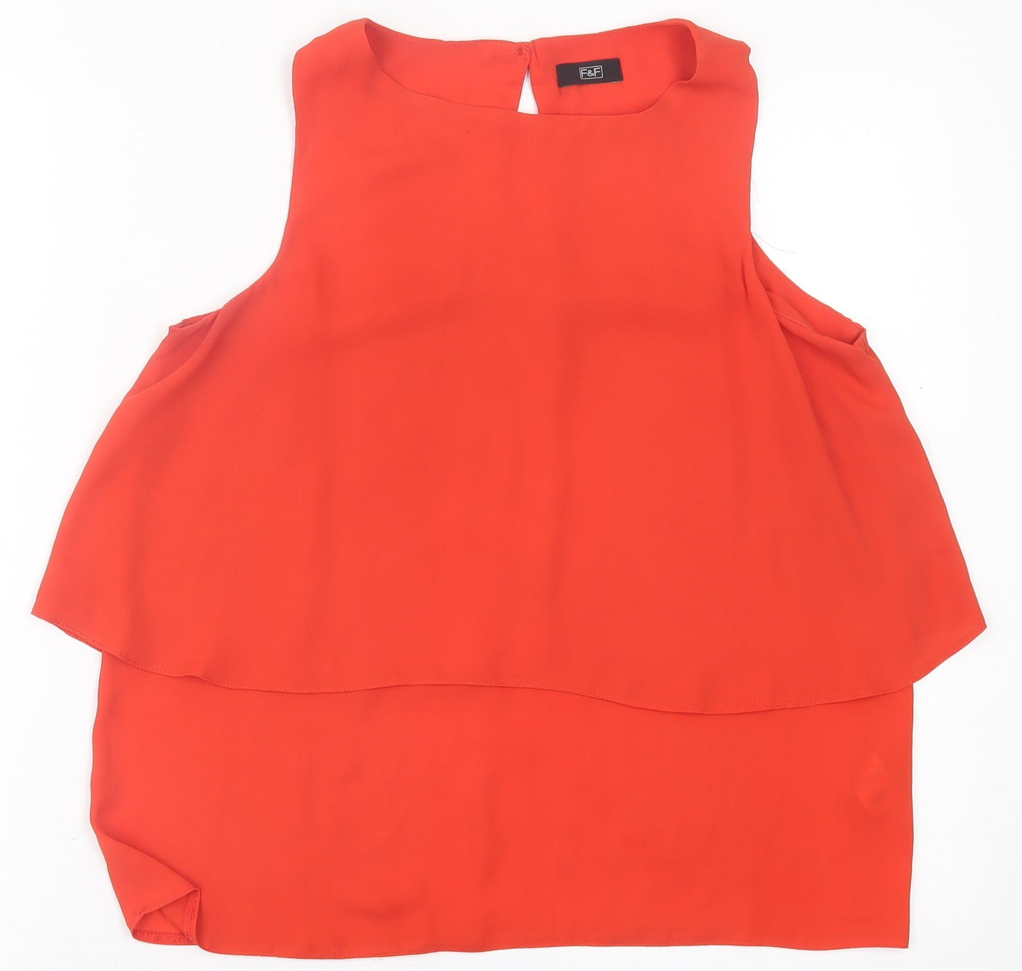 F&F Womens Red  Polyester Basic Tank Size 10 Crew Neck