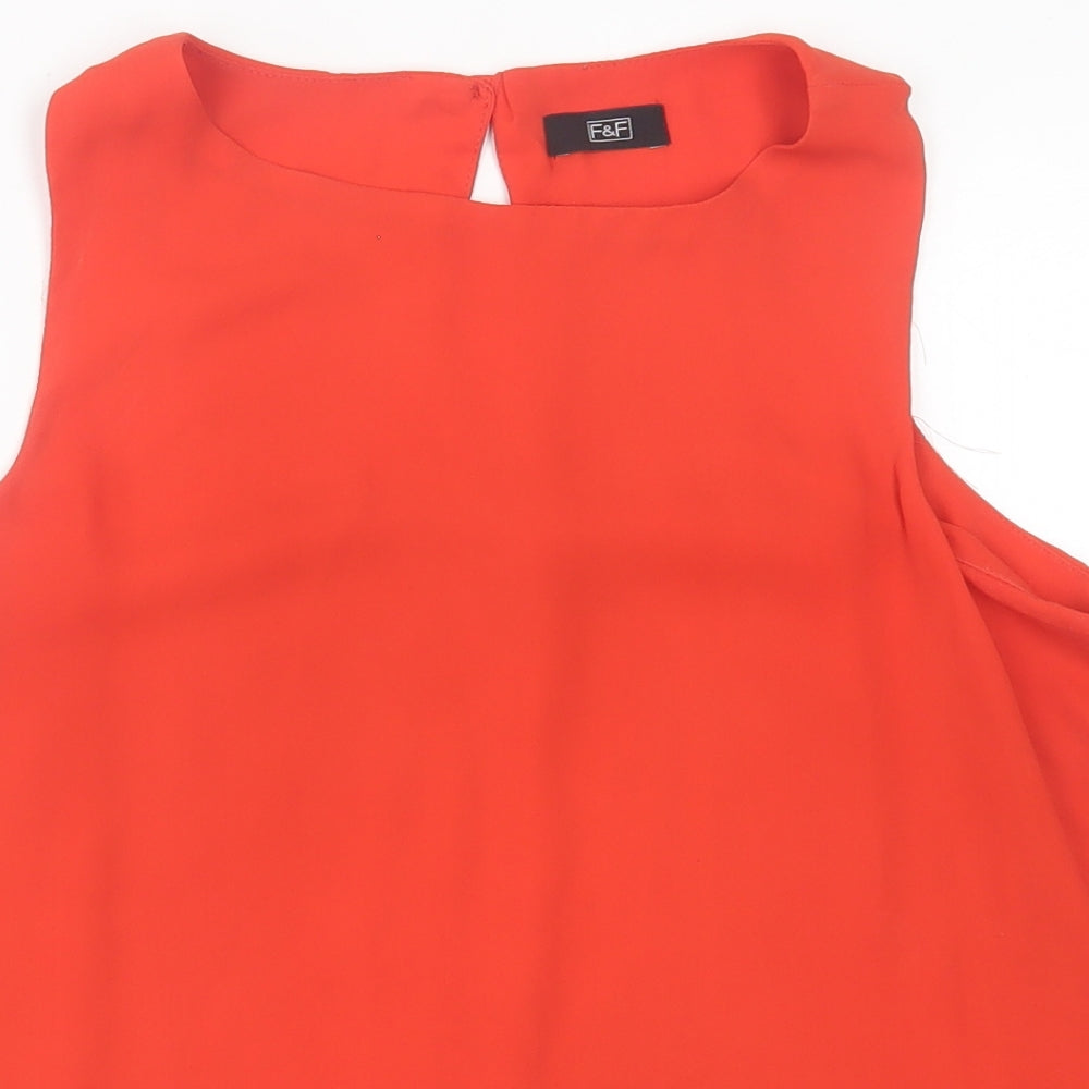 F&F Womens Red  Polyester Basic Tank Size 10 Crew Neck
