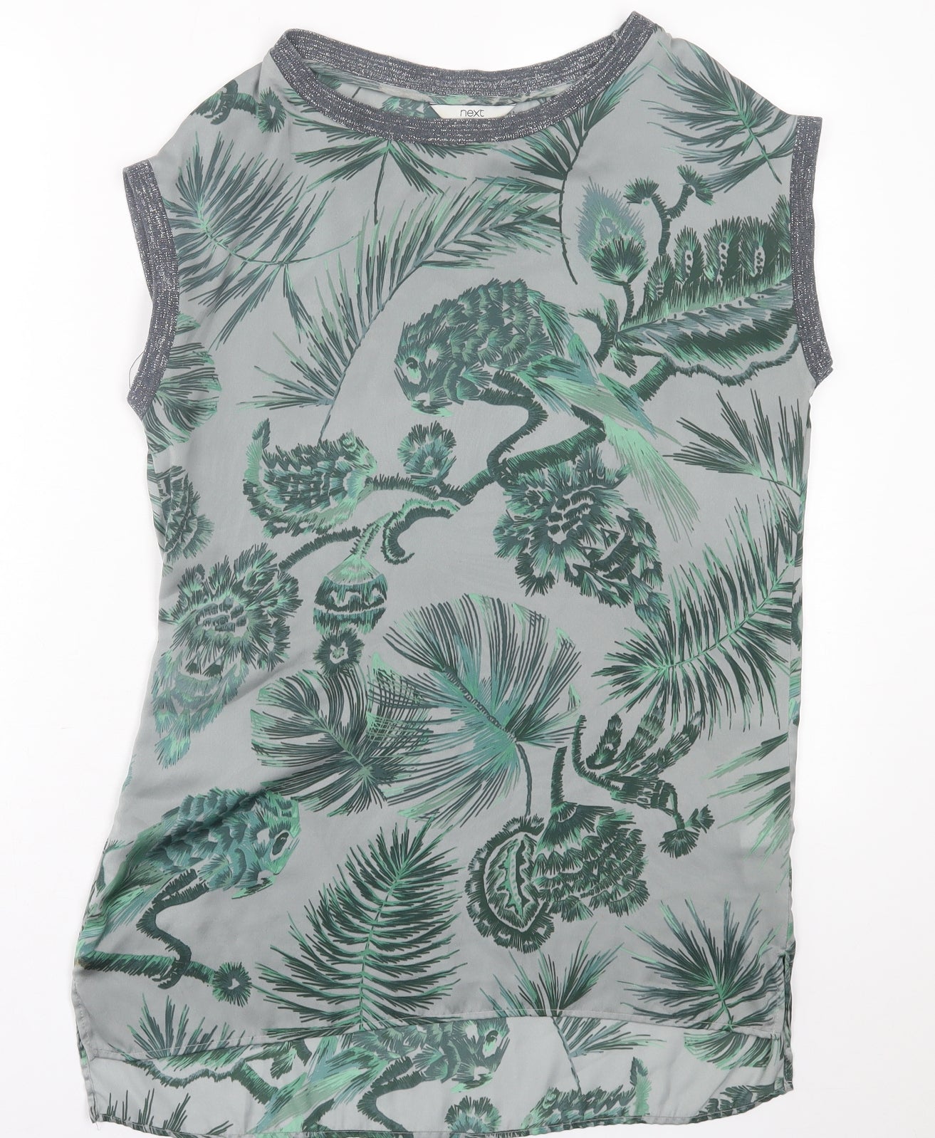 NEXT Womens Green Geometric Polyester A-Line  Size 10  Crew Neck Pullover