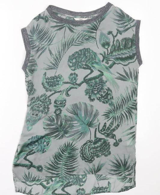 NEXT Womens Green Geometric Polyester A-Line  Size 10  Crew Neck Pullover