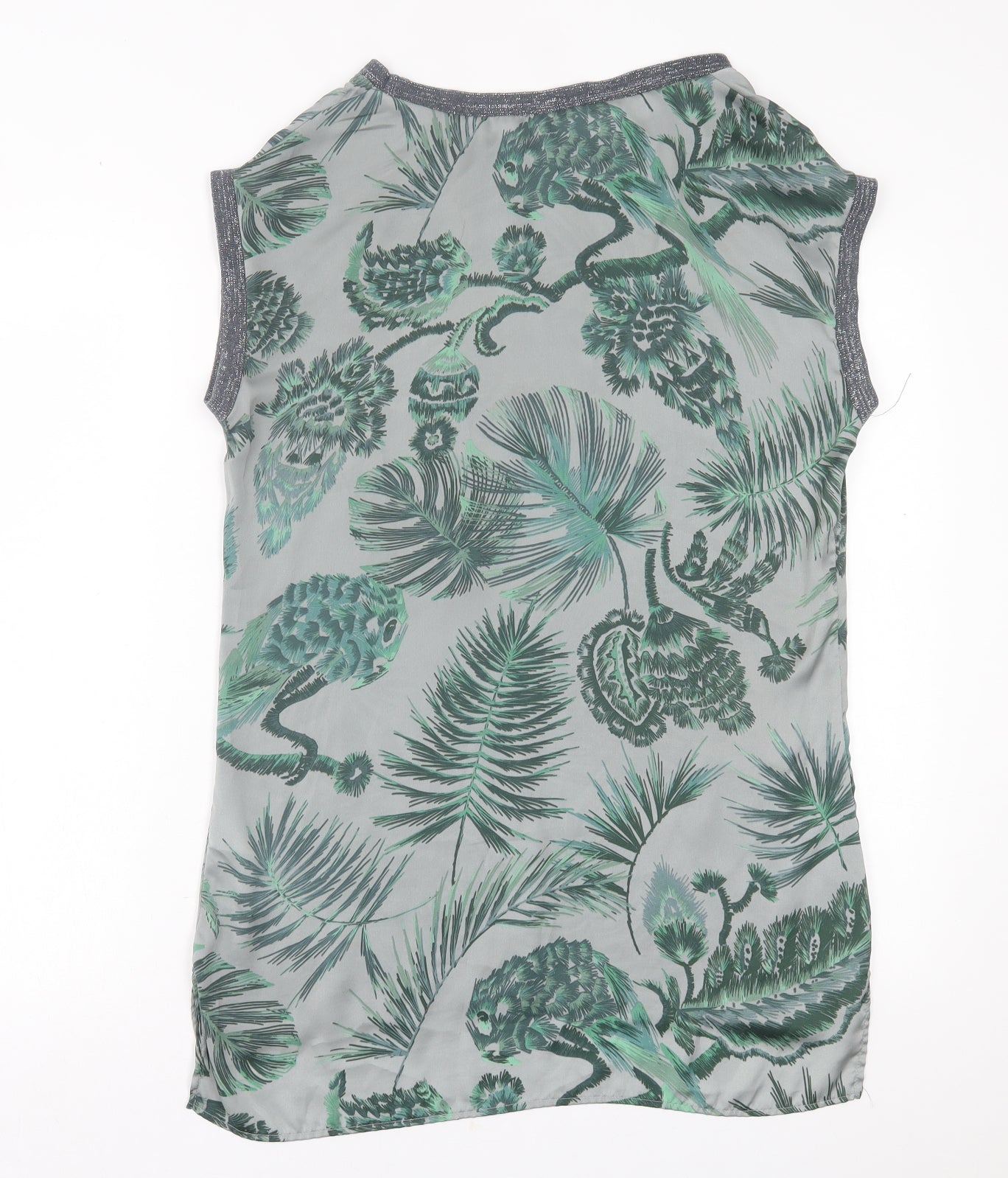 NEXT Womens Green Geometric Polyester A-Line  Size 10  Crew Neck Pullover