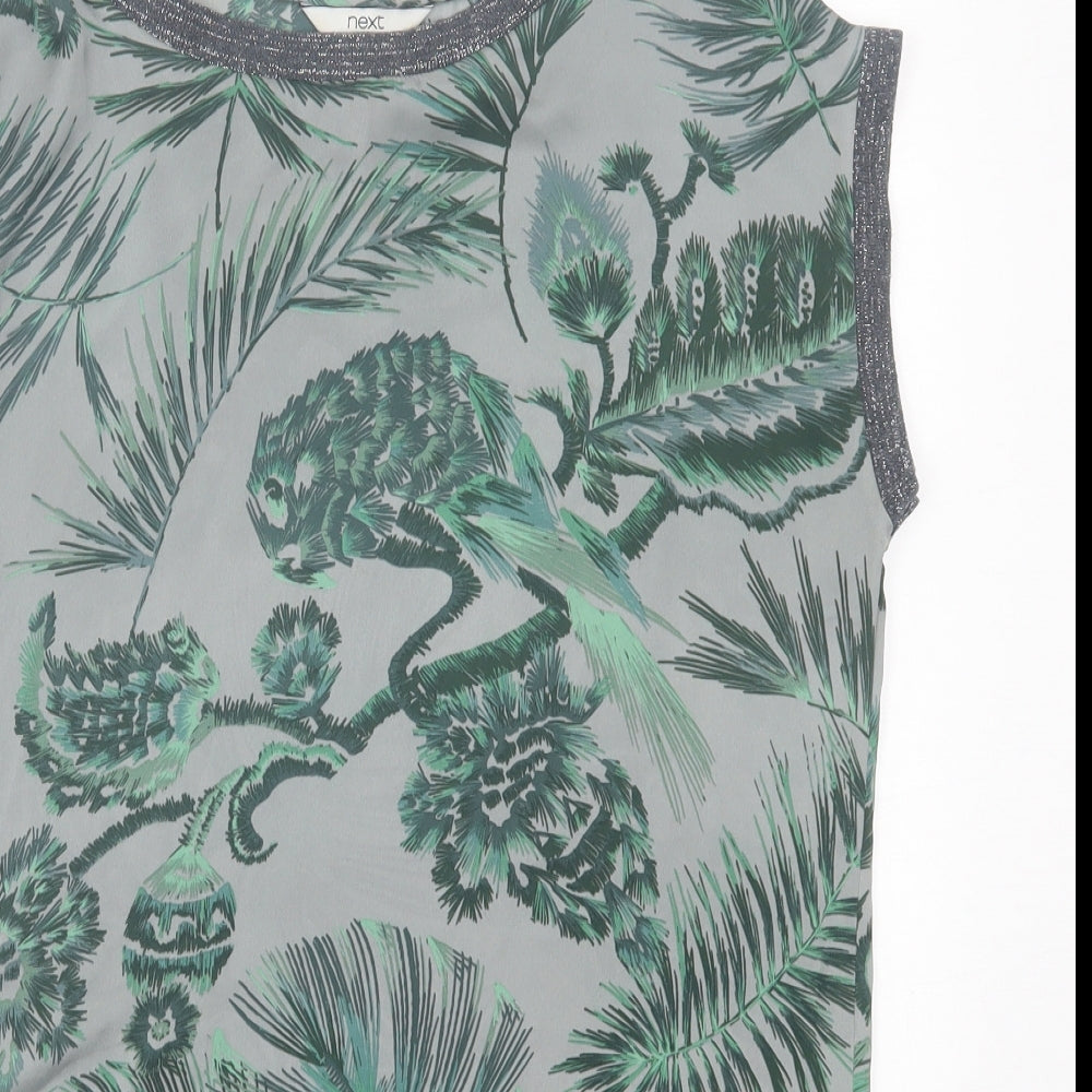 NEXT Womens Green Geometric Polyester A-Line  Size 10  Crew Neck Pullover