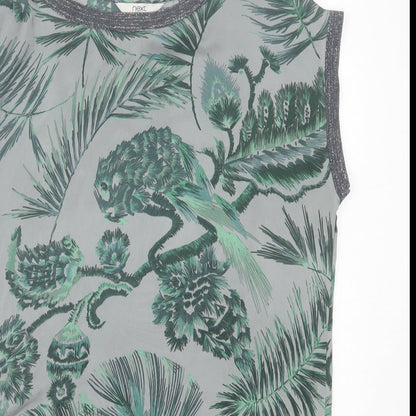 NEXT Womens Green Geometric Polyester A-Line  Size 10  Crew Neck Pullover