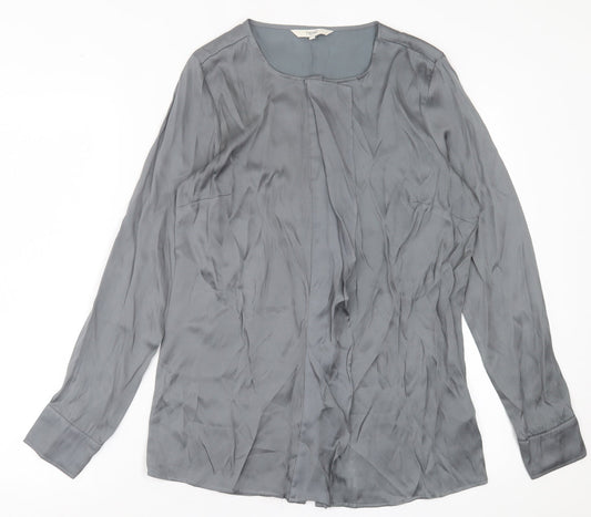 Womens UK Size 10 NEXT Grey Basic Button-Up