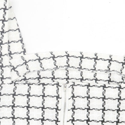 SheIn Womens White Check Polyester Cropped Tank Size L Square Neck