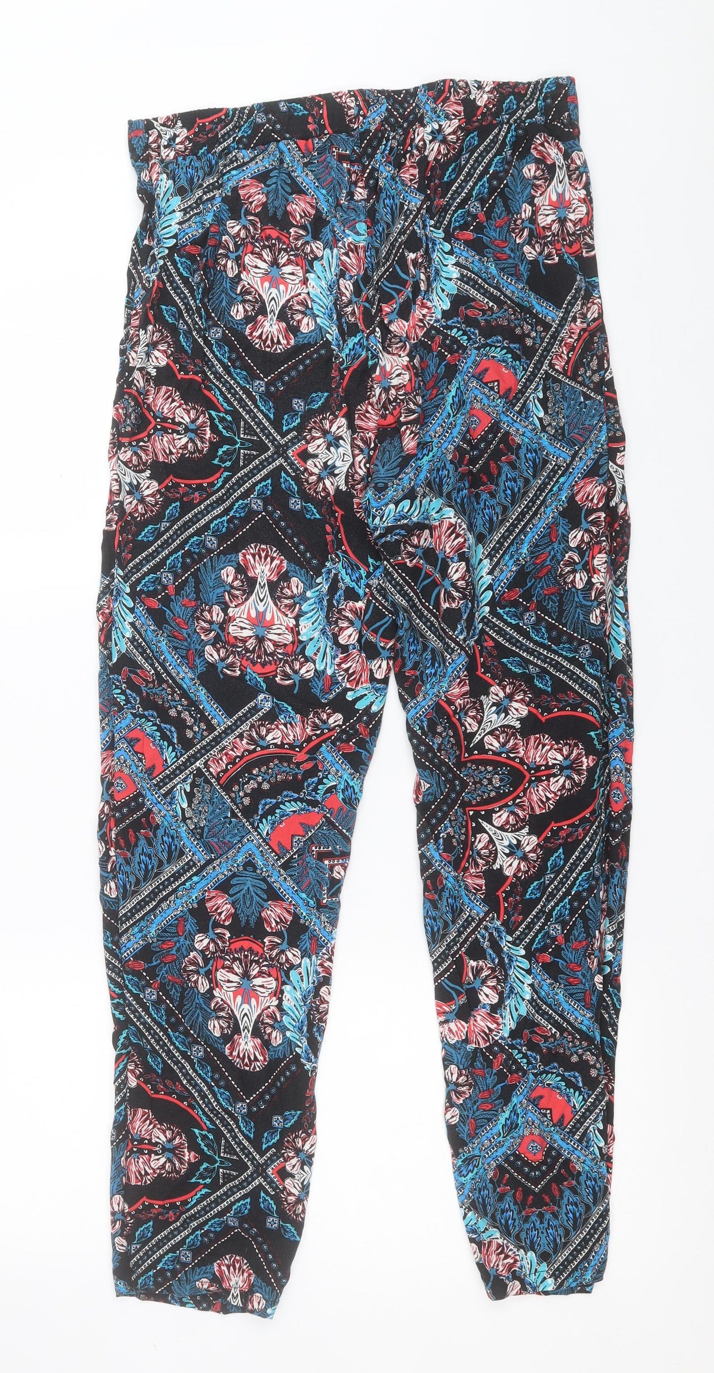 George Womens Multicoloured Floral Viscose Trousers  Size 12 L29 in Regular