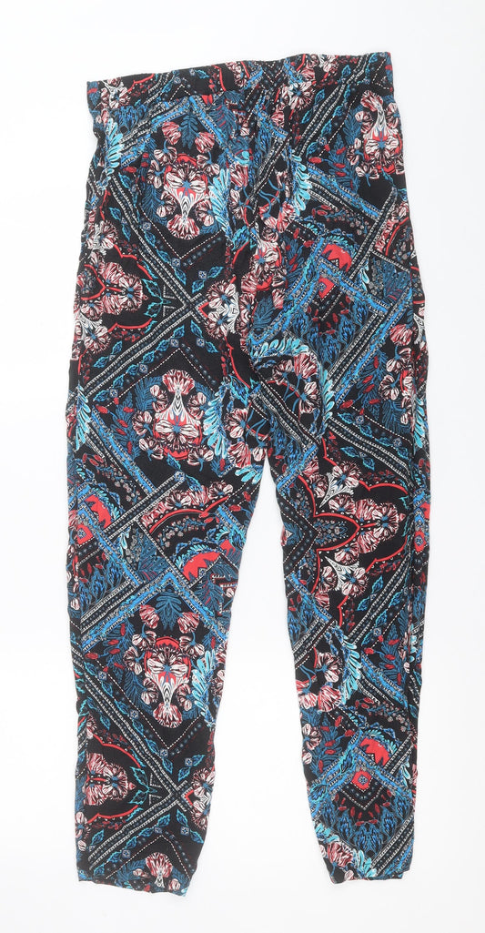 George Womens Multicoloured Floral Viscose Trousers  Size 12 L29 in Regular