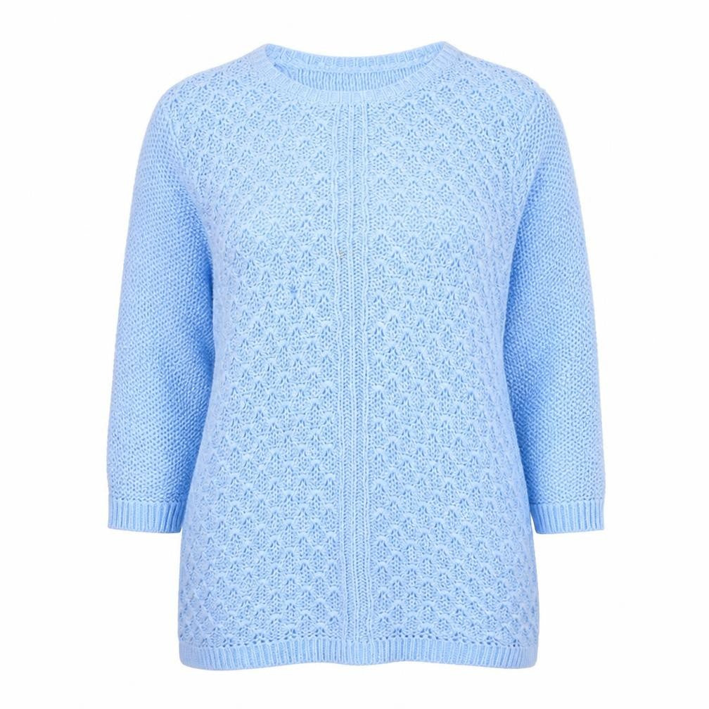 Bonmarché Womens Blue Crew Neck Acrylic Pullover Jumper Size XL