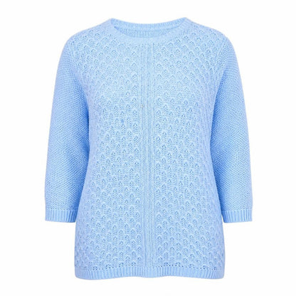Bonmarché Womens Blue Crew Neck Acrylic Pullover Jumper Size XL