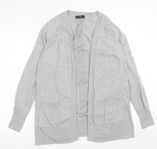 F&F Womens Grey V-Neck  Nylon Cardigan Jumper Size 8