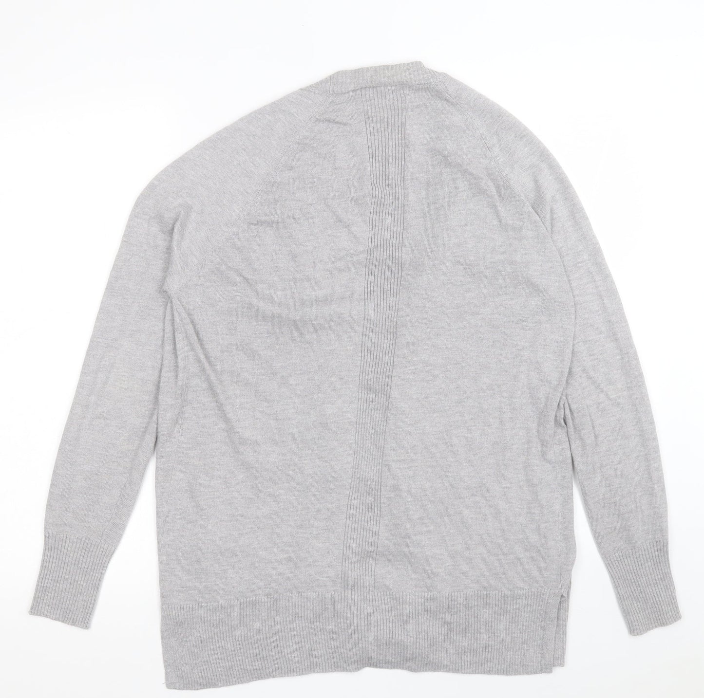 F&F Womens Grey V-Neck  Nylon Cardigan Jumper Size 8