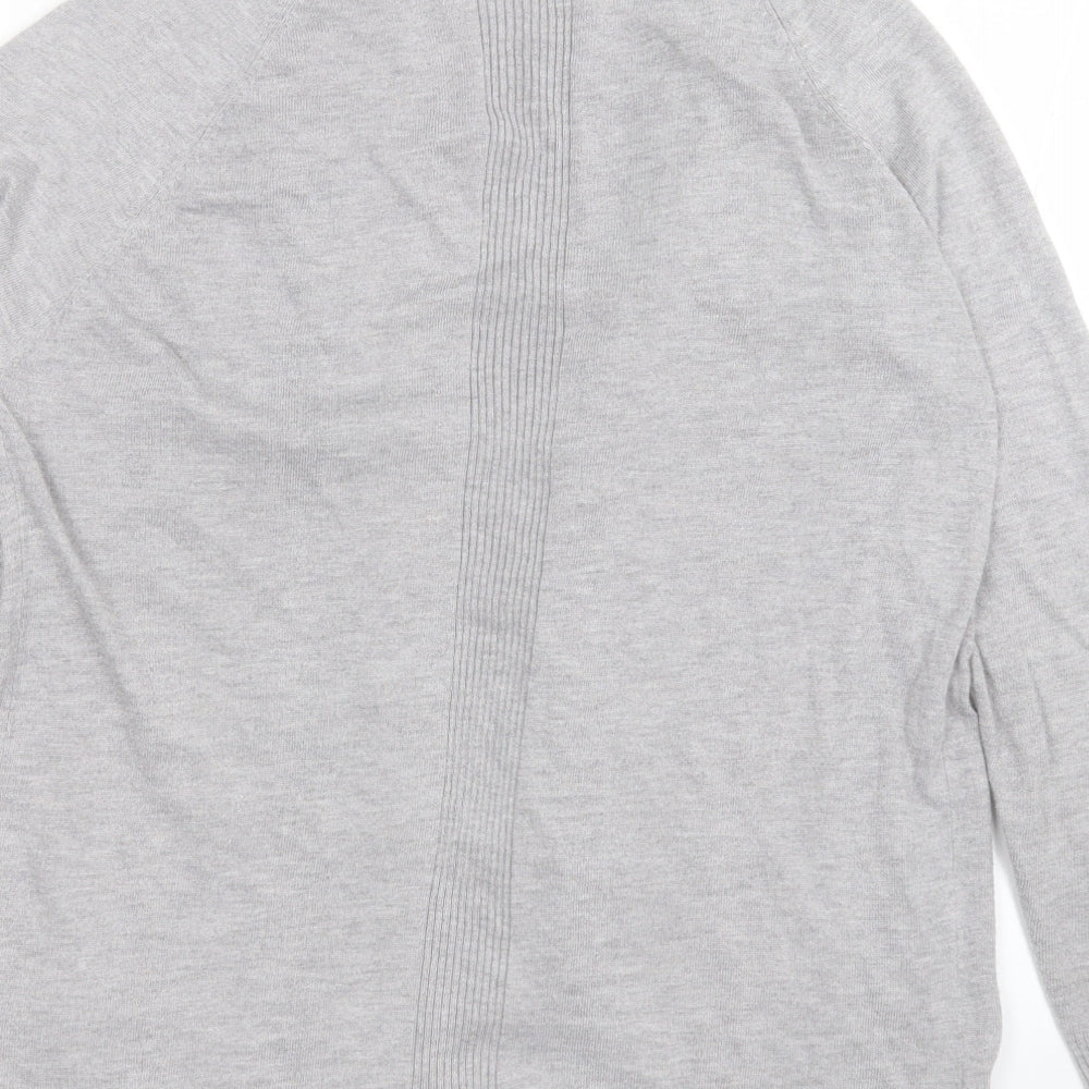 F&F Womens Grey V-Neck  Nylon Cardigan Jumper Size 8