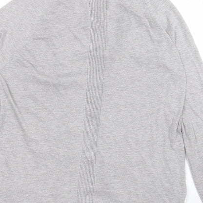 F&F Womens Grey V-Neck  Nylon Cardigan Jumper Size 8