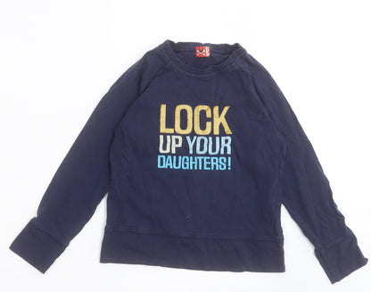 No Added Sugar Boys Blue  Cotton Basic Casual Size 5-6 Years Crew Neck Pullover