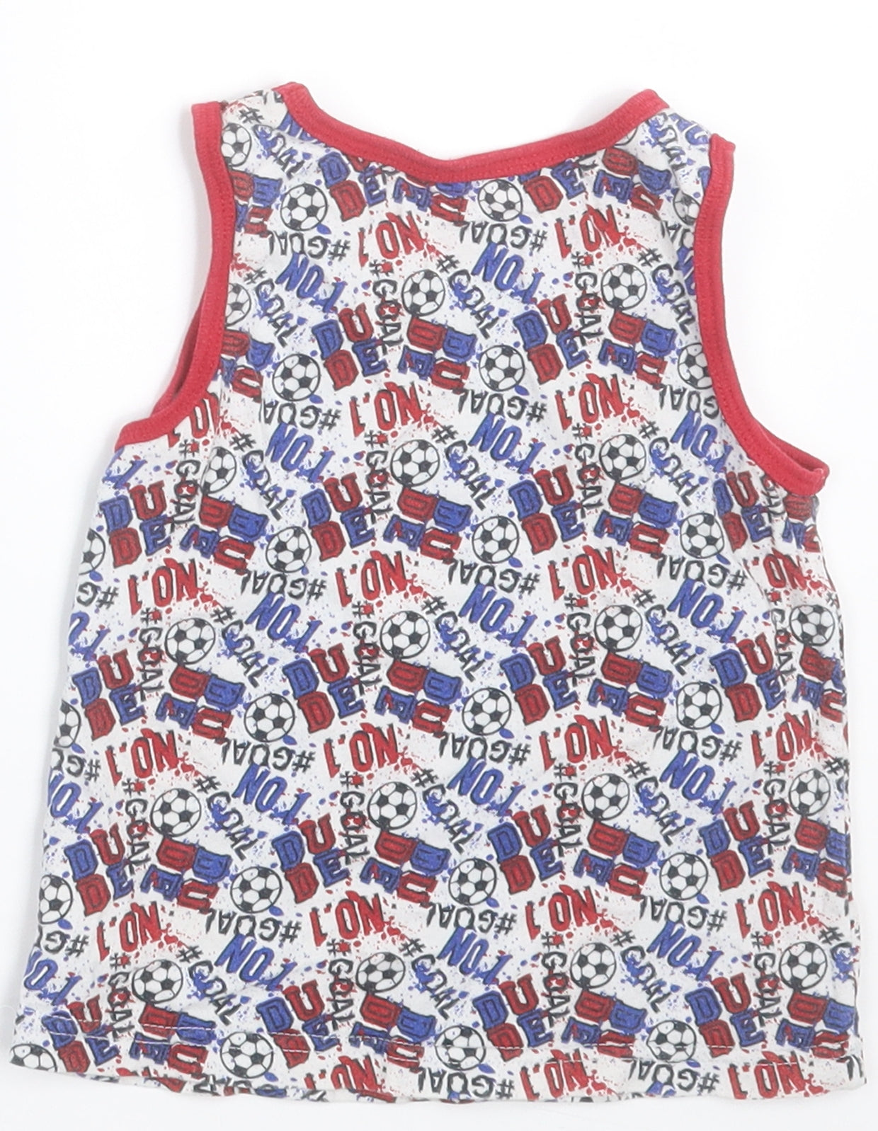 Primark Boys Multicoloured Geometric Cotton Basic Tank Size 4-5 Years Crew Neck Pullover - Football
