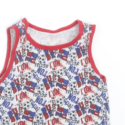Primark Boys Multicoloured Geometric Cotton Basic Tank Size 4-5 Years Crew Neck Pullover - Football