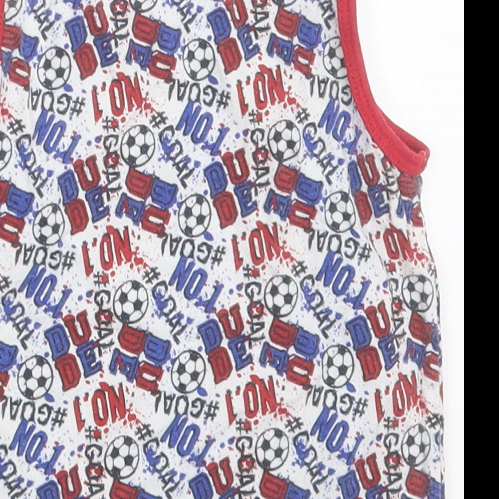 Primark Boys Multicoloured Geometric Cotton Basic Tank Size 4-5 Years Crew Neck Pullover - Football