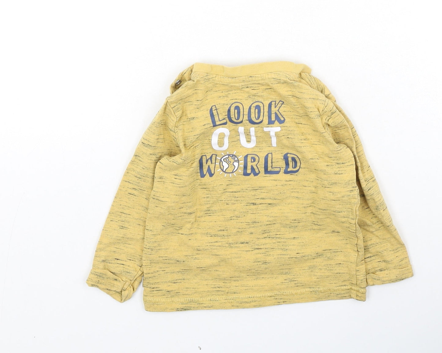 F&F Boys Yellow  Cotton Basic Casual Size 9-12 Months Round Neck