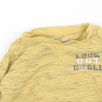 F&F Boys Yellow  Cotton Basic Casual Size 9-12 Months Round Neck