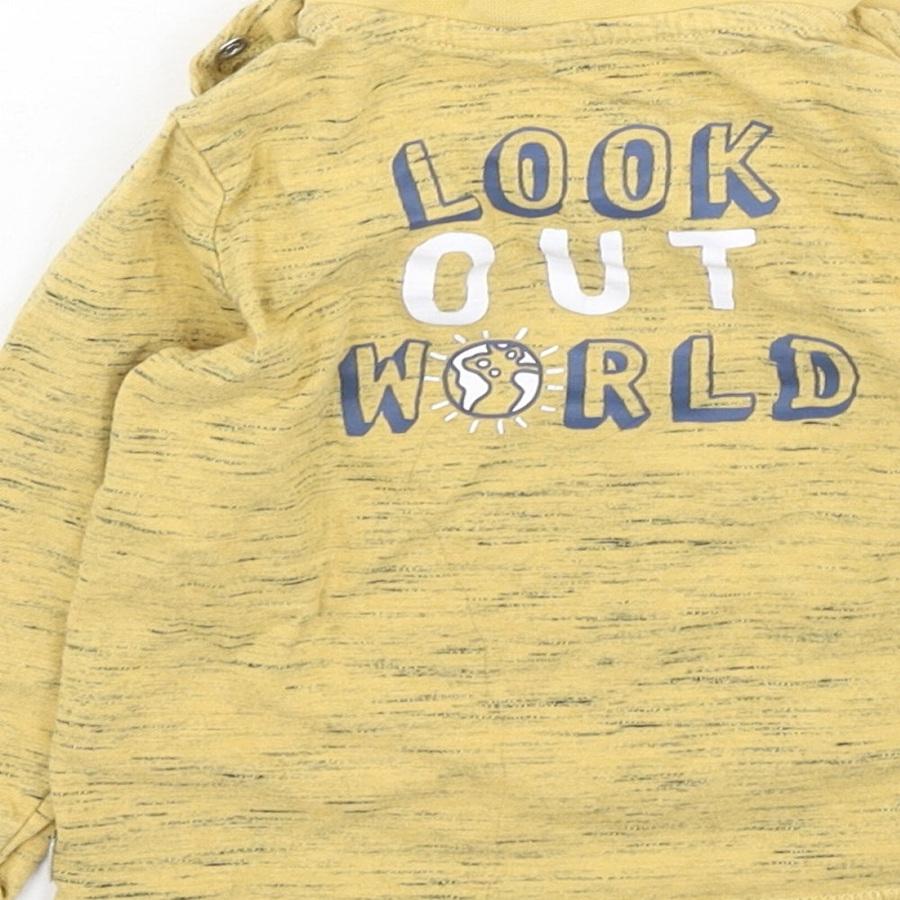 F&F Boys Yellow  Cotton Basic Casual Size 9-12 Months Round Neck