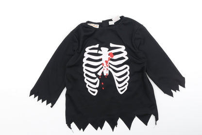 Preworn Boys Black  Polyester Basic Casual Size S Round Neck  - fancy dress
