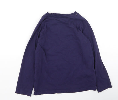 Jeff & Co Boys Blue  Cotton Basic Casual Size 6-7 Years Round Neck