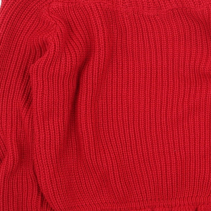 In the Style Womens Red High Neck  Acrylic Pullover Jumper Size S
