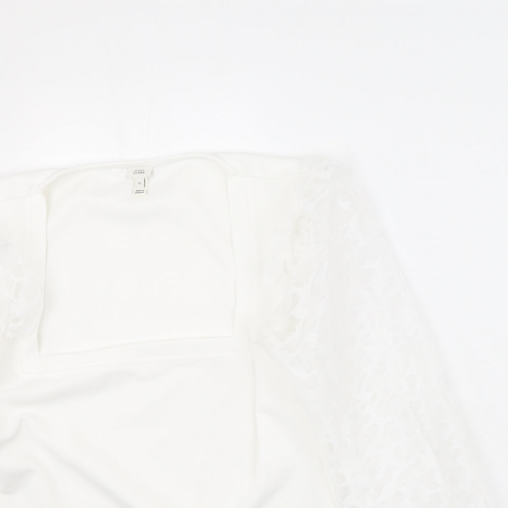 Womens UK Size 12 River Island White Basic Blouse