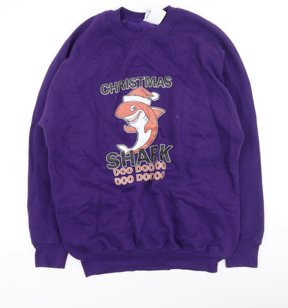 Russel Mens Purple  Cotton Pullover Sweatshirt Size L   - Christmas Jumper