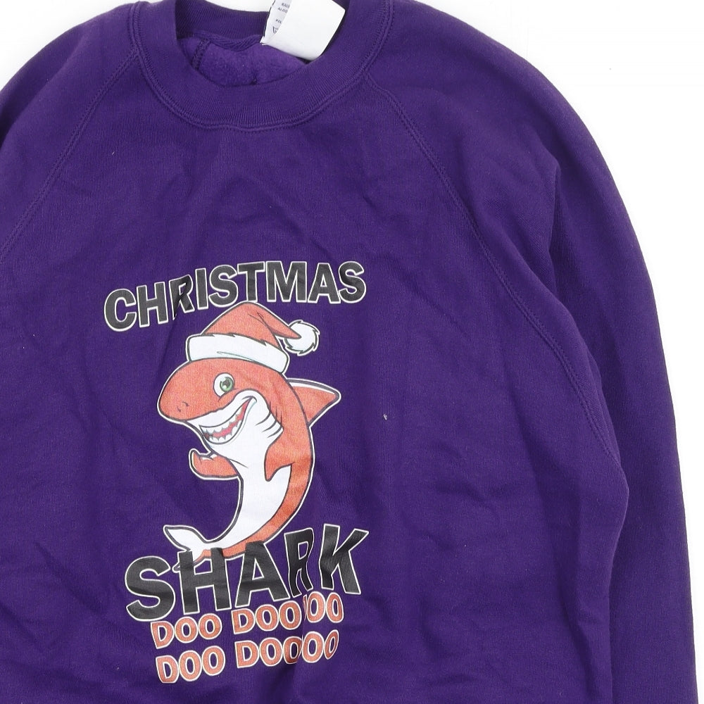Russel Mens Purple  Cotton Pullover Sweatshirt Size L   - Christmas Jumper