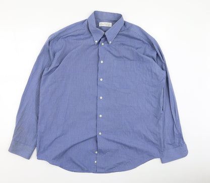Mens UK Size 42 Marks and Spencer Blue  Button-Up Long Sleeve Casual Shirt