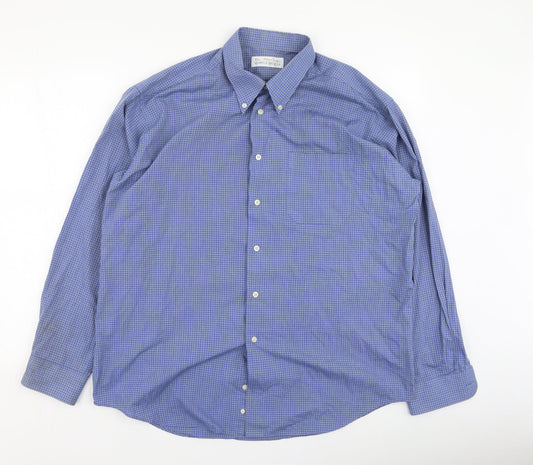 Mens UK Size 42 Marks and Spencer Blue  Button-Up Long Sleeve Casual Shirt