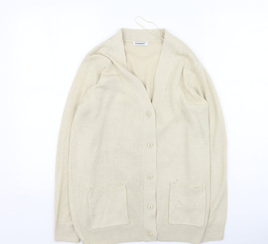 Damart Womens Beige Round Neck  Acrylic Cardigan Jumper Size 10
