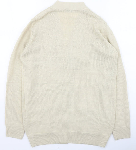 Damart Womens Beige Round Neck  Acrylic Cardigan Jumper Size 10