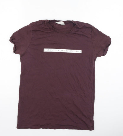 Primark  Womens Brown  Cotton Basic T-Shirt Size S Round Neck