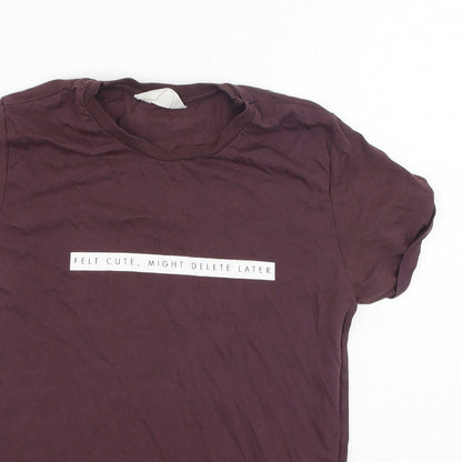 Primark  Womens Brown  Cotton Basic T-Shirt Size S Round Neck