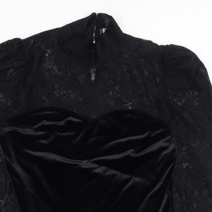 Primark  Womens Black  Polyester Basic Blouse  High Neck