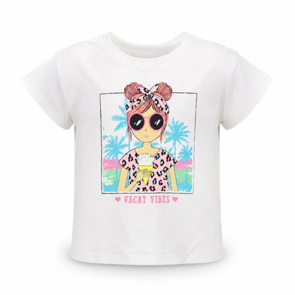 Dunnes Girls White  Cotton Basic Casual Size 4-5 Years Round Neck