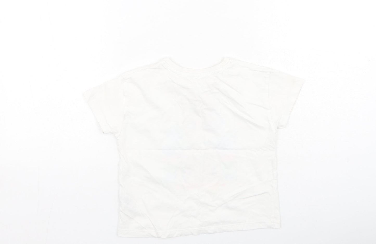 Dunnes Stores Girls White  Cotton Basic Casual Size 4-5 Years Round Neck