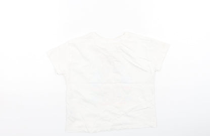 Dunnes Stores Girls White  Cotton Basic Casual Size 4-5 Years Round Neck