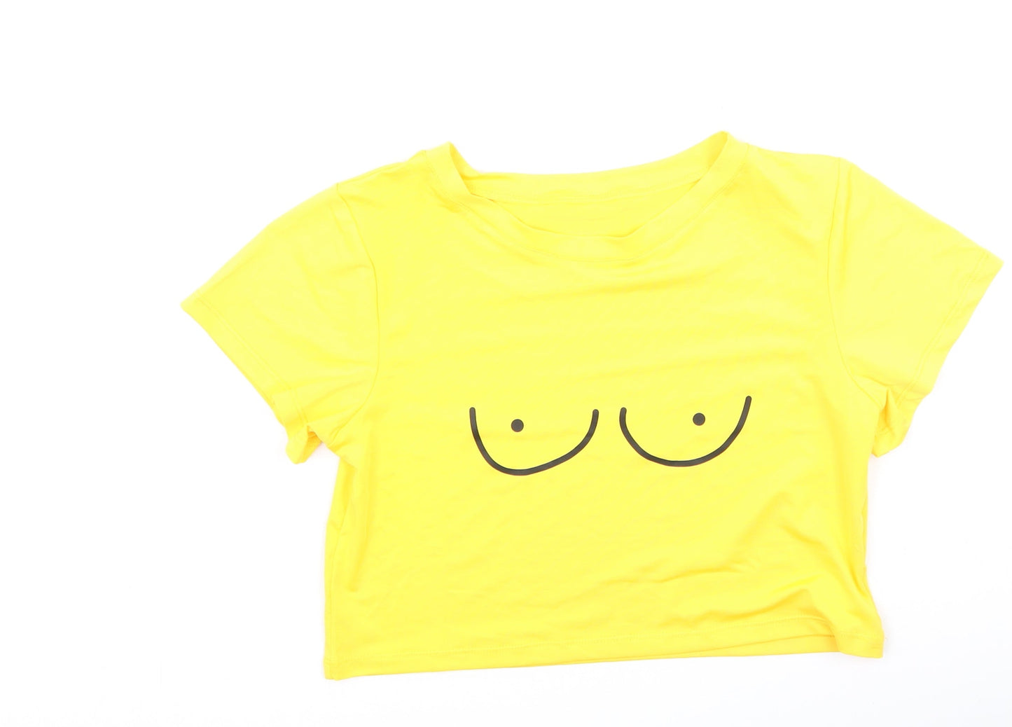 Womens UK Size S Preworn Yellow Basic T-Shirt