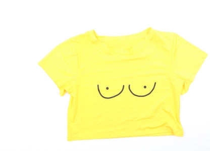 Womens UK Size S Preworn Yellow Basic T-Shirt