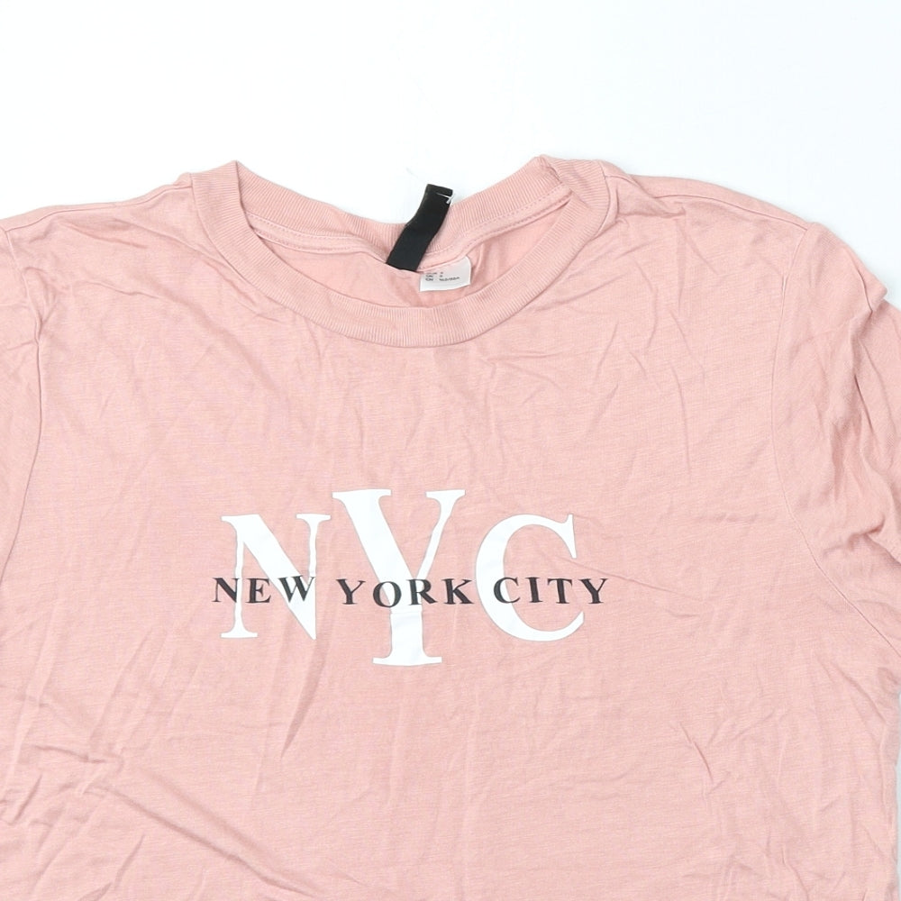 Womens UK Size S Divided by H&M Pink Basic T-Shirt